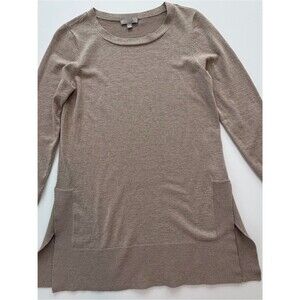 Neutral Taupe Long-Sleeve Tunic Sweater by Evolution-XS